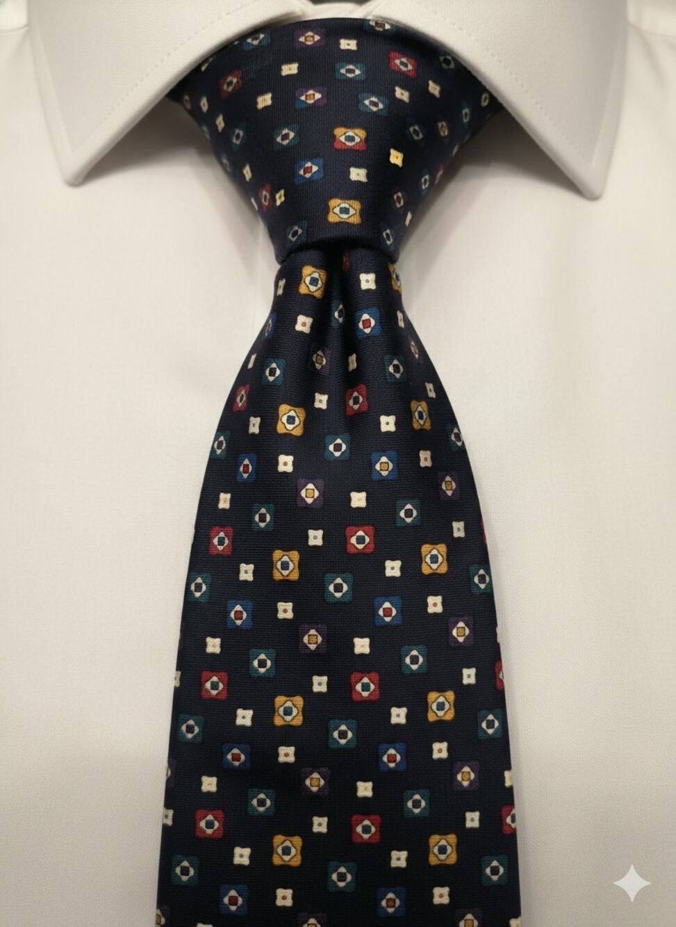 Vintage Brooks Brothers blue medallion print silk tie - 56" - corpcore career